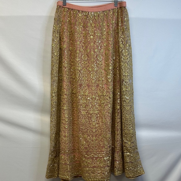 Soft Surroundings Gold Sequin Embellished Maxi Skirt S Party/Evening/Boho - Picture 4 of 5